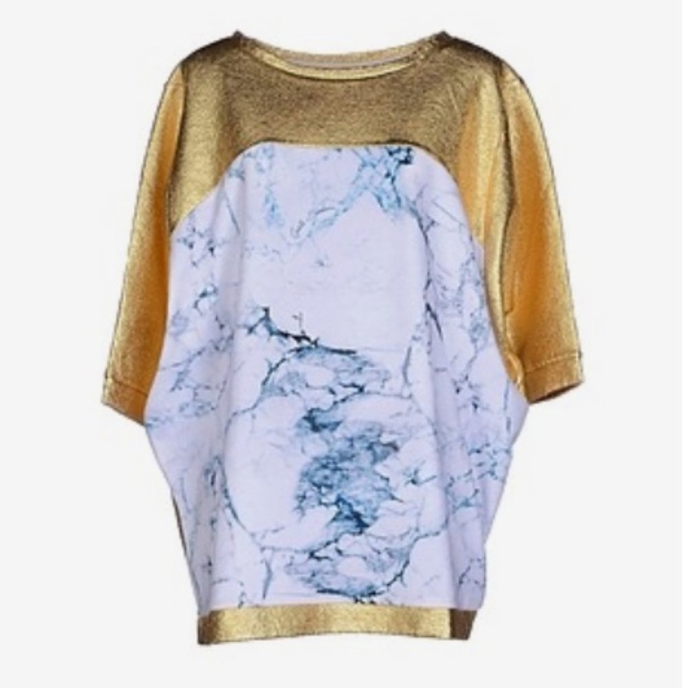 GAëlle gold sweatshirt dress S boxy oversized Bonheur Paris metallic NWT